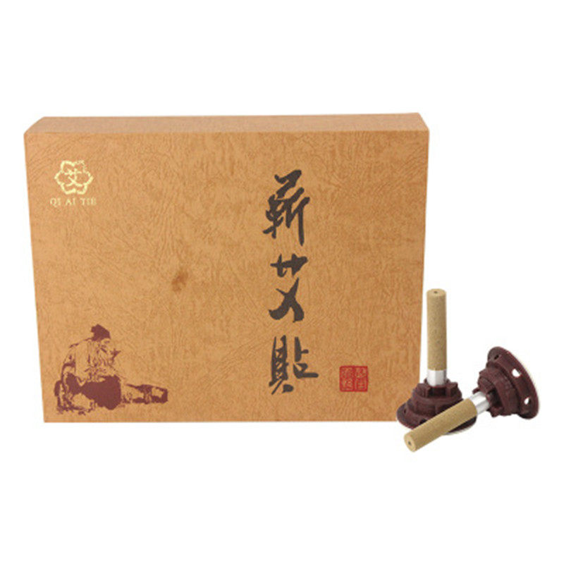 Factory direct sales of moxibustion stickers boxed ear candle sticks horn-shaped tray mugwort stickers mugwort stickers health Qi moxa hot moxibustion stickers