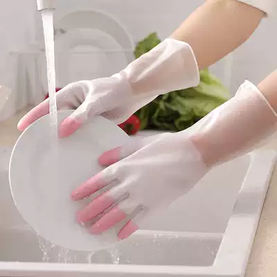 Kitchen gloves female cooking cut rubber gloves housework waterproof thin anti-cut hand gloves durable
