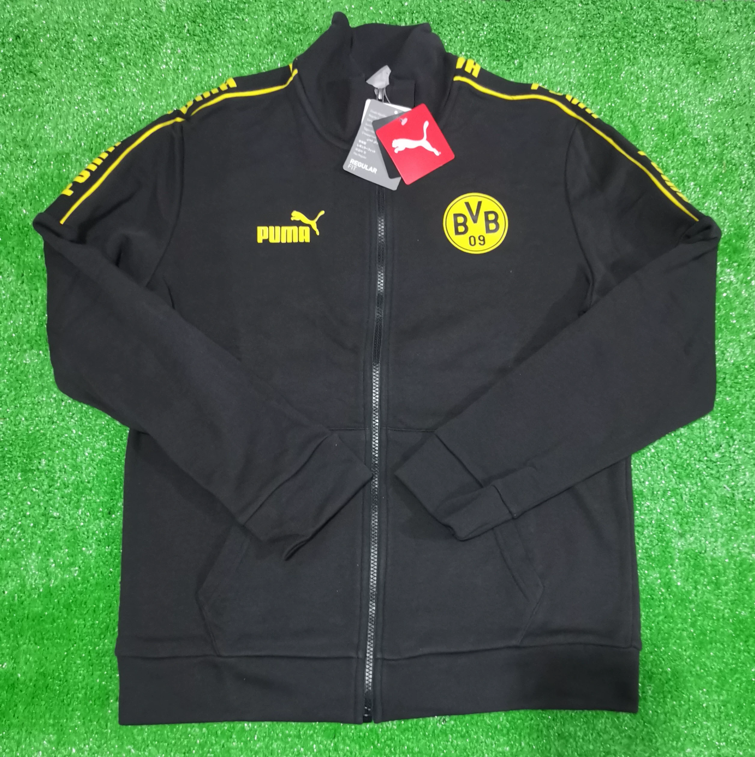 Футболка/куртка Puma Dortmund BVB мужская футбольная трикотажная куртка и тренировочные спортивные штаны 758110 758111