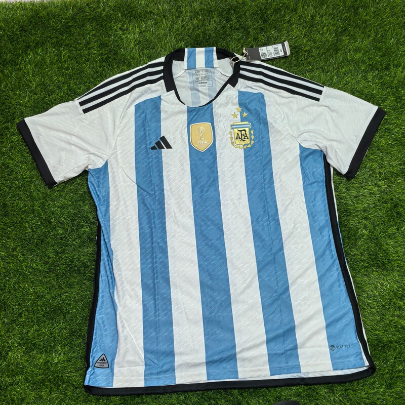 Adidas Argentina 2022 World Cup Three-Star Player Version Home Short-Sleeved Jersey Football Uniform Iv5786