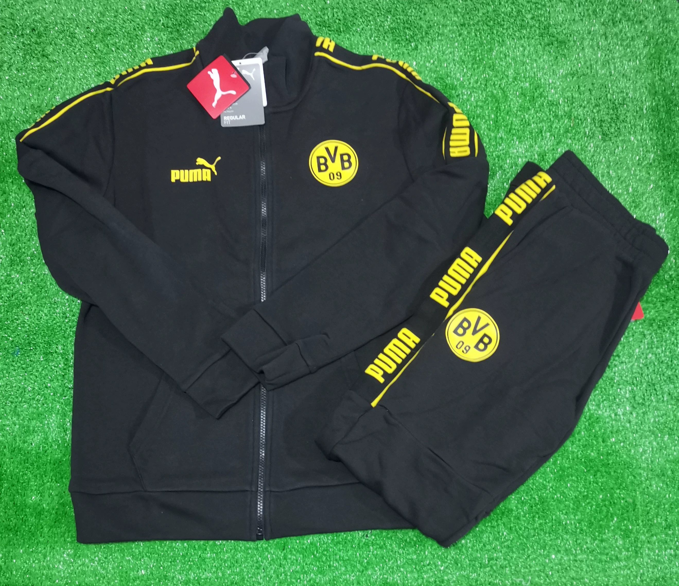 Футболка/куртка Puma Dortmund BVB мужская футбольная трикотажная куртка и тренировочные спортивные штаны 758110 758111
