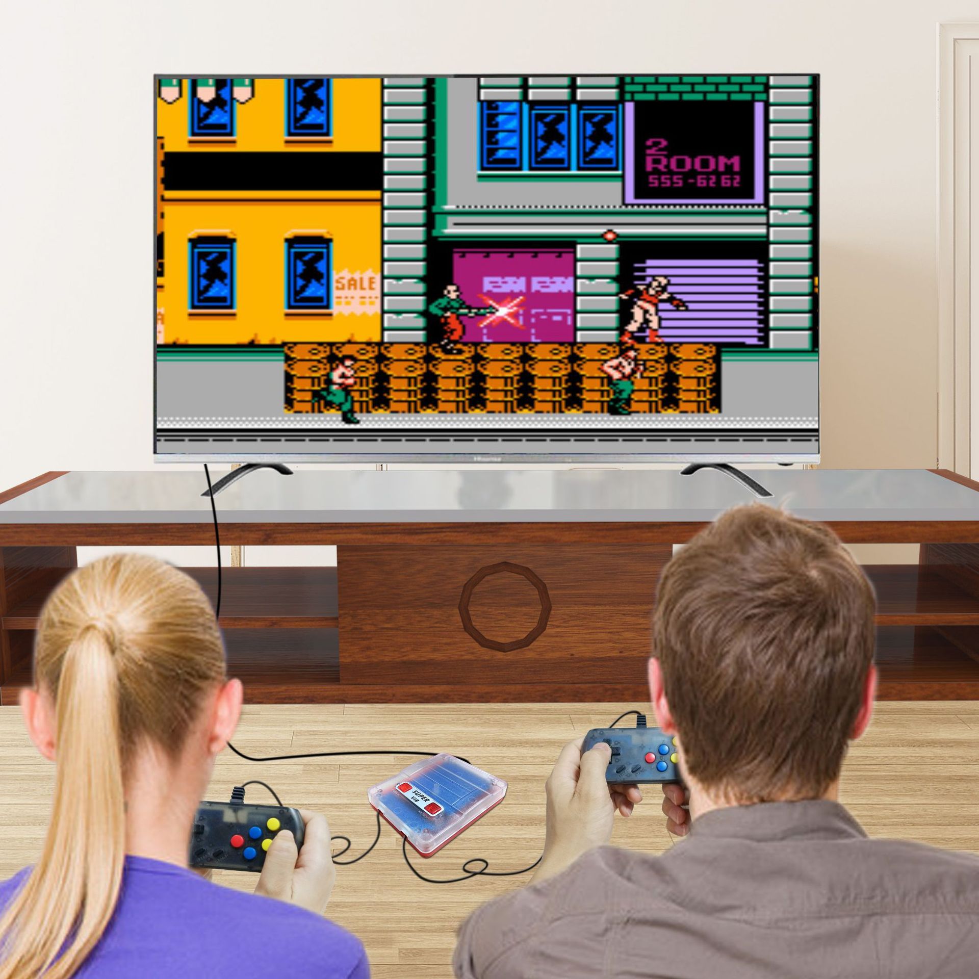 Máy rung siêu tốc VIB-TV xử lý trò chơi video SNES máy rung trò chơi máy màu đỏ và trắng Máy chơi game gia đình FC - Kiểm soát trò chơi mua tay cầm chơi game