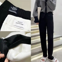 Xiaoer clothing plus velvet thick pants children autumn and winter 2021 high waist slim straight pants casual pants gorgeous Yinshang