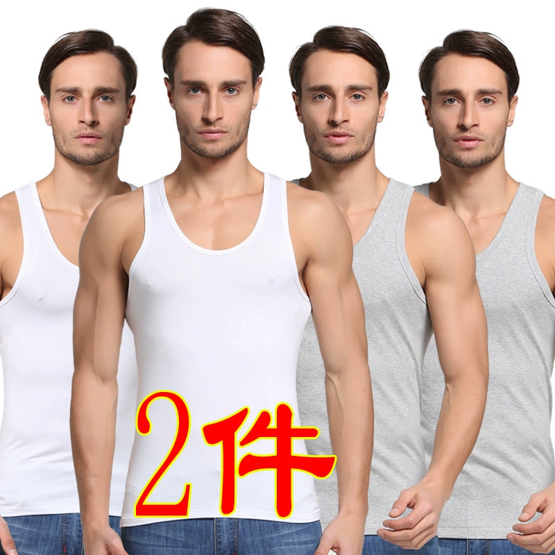 Mùa hè 2020 cộng với béo cộng với size cotton mới, áo vest nam thấm mồ hôi tay áo thun thể thao giản dị cắt tay áo - Áo vest cotton