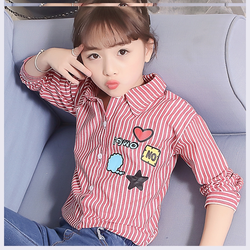 mùa xuân áo Girls và mặc mới phiên bản Hàn Quốc trẻ em mùa hè của dài tay triều áo cao cổ con trắng bông lớn.