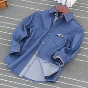 Chàng trai vừa và cậu bé mỏng áo denim boy mùa hè áo sơ mi 10 0flat áo khoác mùa xuân và áo sơ mi dưới mùa thu.