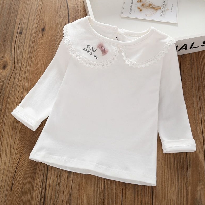 Cô gái mùa thu váy 1 tuổi 3 con búp bê cổ áo top áo nữ bé T-shirt dài tay mùa xuân và mùa thu công chúa 2 bé bottomshirt.