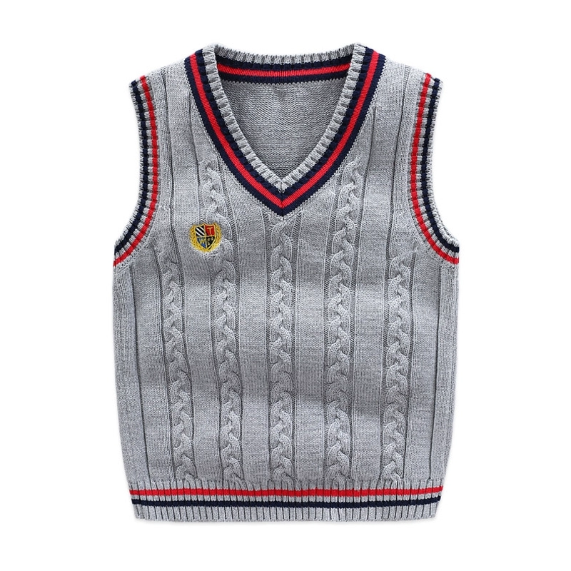 Bé trai đan áo vest mùa thu mỏng cổ chữ V áo len trẻ em cơ sở áo len mùa xuân và mùa thu thủy triều áo vest cotton tinh khiết - Áo ghi lê