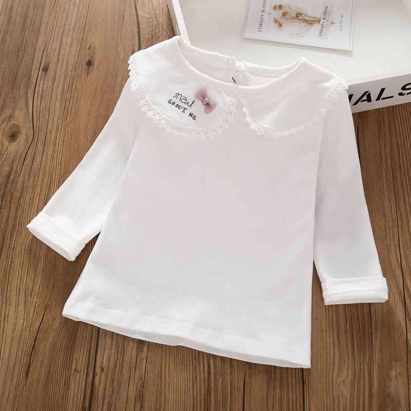 Cô gái mùa thu váy 1 tuổi 3 con búp bê cổ áo top áo nữ bé T-shirt dài tay mùa xuân và mùa thu công chúa 2 bé bottomshirt.