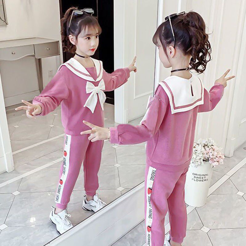 Girl Spring Clothing Fried Street Suit Fashion 2021 New Internet Red Big Boy Girl Trendy Foreign Sport Two Suits