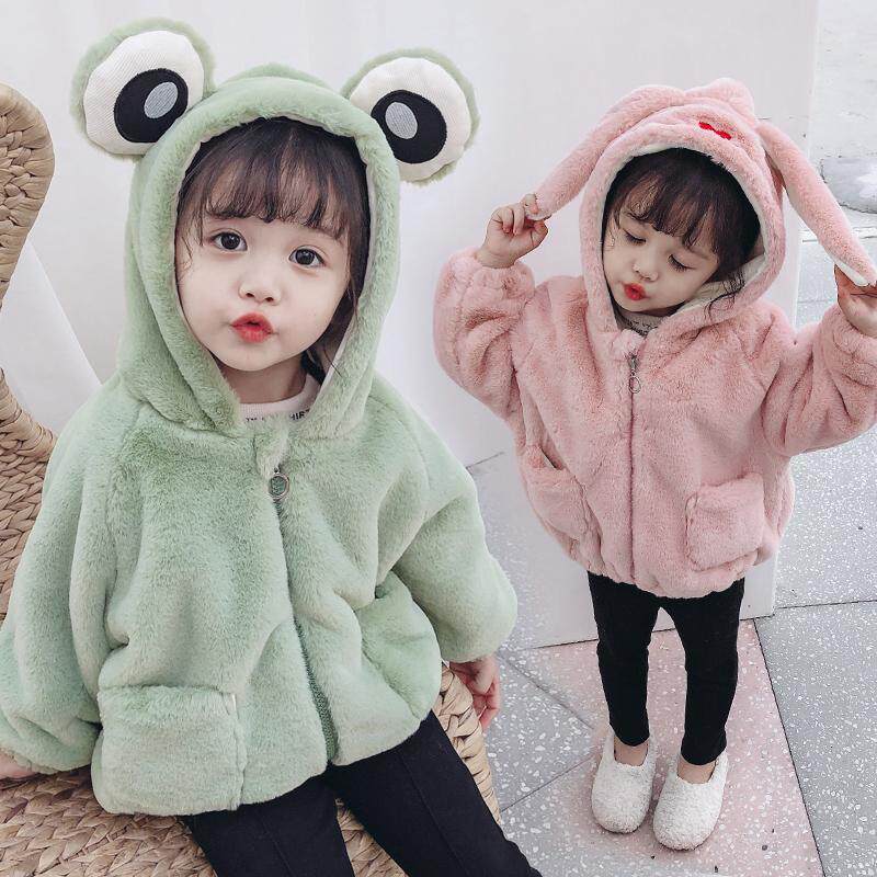 Baby girl autumn and winter clothes plus velvet autumn cotton wool sweater 2021 children's autumn coat girls winter top trend