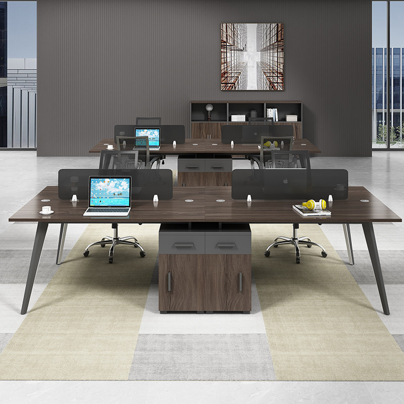 Office furniture simple and modern L-shaped 6 4-person partition screen office card seat staff office desk and chair combination