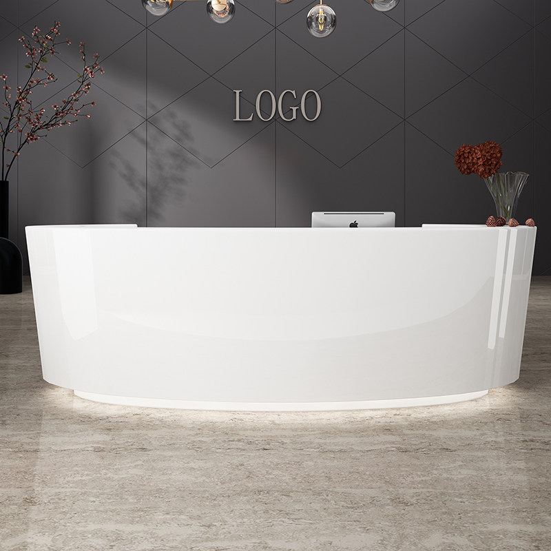 Jia shu office front desk white baking paint front desk curved reception desk cash register welcome desk lobby creative bar