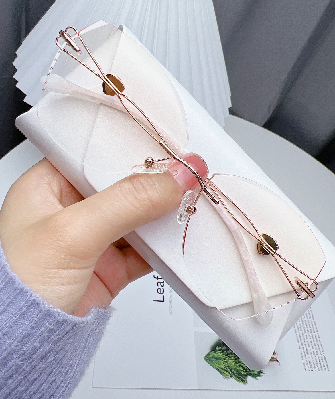 Diamond cut frame glasses myopia female online with degree anti-blue light borderless ultralight frame