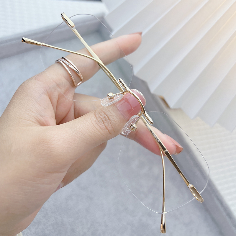 Pure titanium myopia glasses with degree scattered ultralight frame-free eye large frame Animal mirror artificial frame without border frame