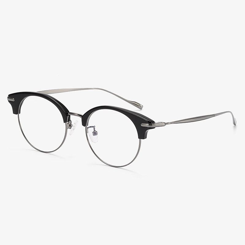 Japanese hand-made designer glasses pure titanium eyebrow line frame frame women can match lens ultra-light retro glasses frame advanced