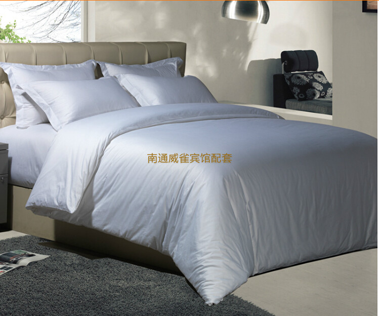 Khách sạn khách sạn tinh khiết trắng satin trắng bông gối bộ đồ giường linen cotton giường polyester cotton