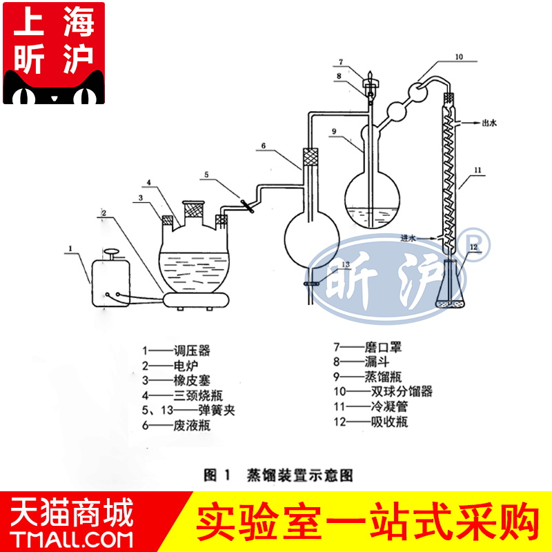 上海昕沪XH-FTQ-2蒸馏装置钒氮合金氮含量的测定蒸馏中和滴定法水蒸气蒸馏仪蒸馏器标准口磨口链接密封度好