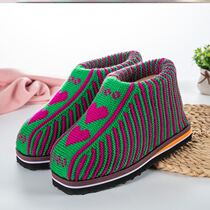 Handmade cotton shoes womens warm shoes winter home indoor elderly mother non-slip thick bottom bag with cotton slippers