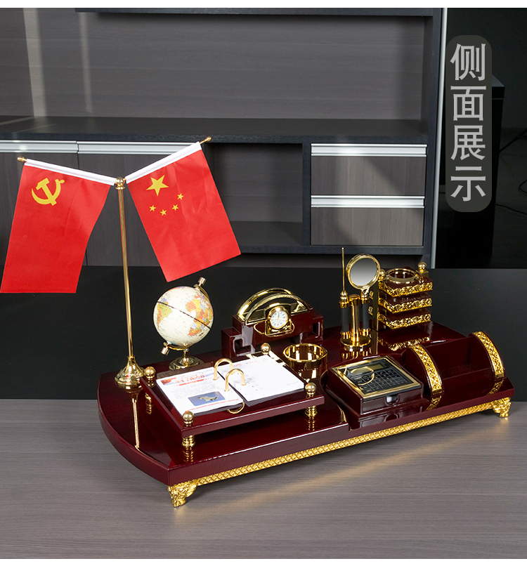 Boss office furnishing articles ornaments high - end desktop text sets the creative pen container desk calendar enterprise custom work plan for 2021 desk calendar calendar stand company business wooden base