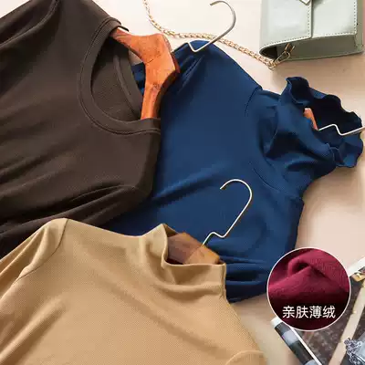 Word of mouth ~ foreign style big earth color mulberry silk inner fine velvet Super bullet thin thread knitted base high quality female T