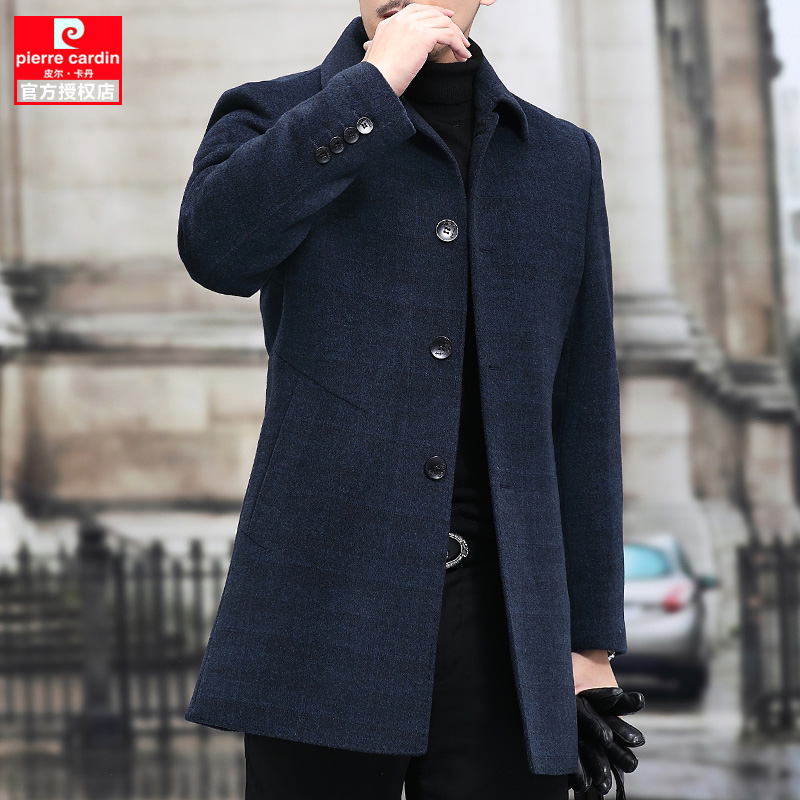 Pilkaden autumn winter clothing middle-aged men's double sided wool, long version of detachable liner thickened jacket in large coat