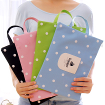 File bag zipped Oxford cloth Creative students Carry Round Dot small frescoed student office kit A4 Hand in hand