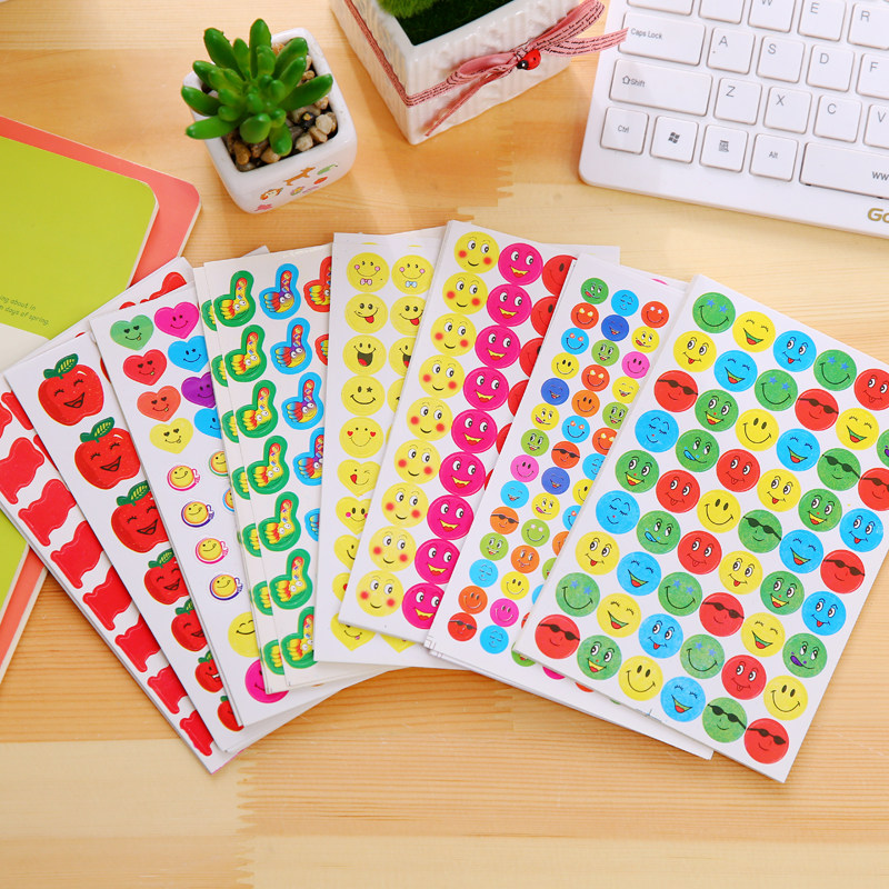 20 Packs Elementary School Kids Kindergarten Rewards Stickers Smiley Face Five Stars Apple Teacher Reward Stickers Sticker 32g