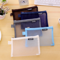 Transparent grid Korea information zipper file bag A6 student examination transparent pen bag cashier bag stationery bag gift