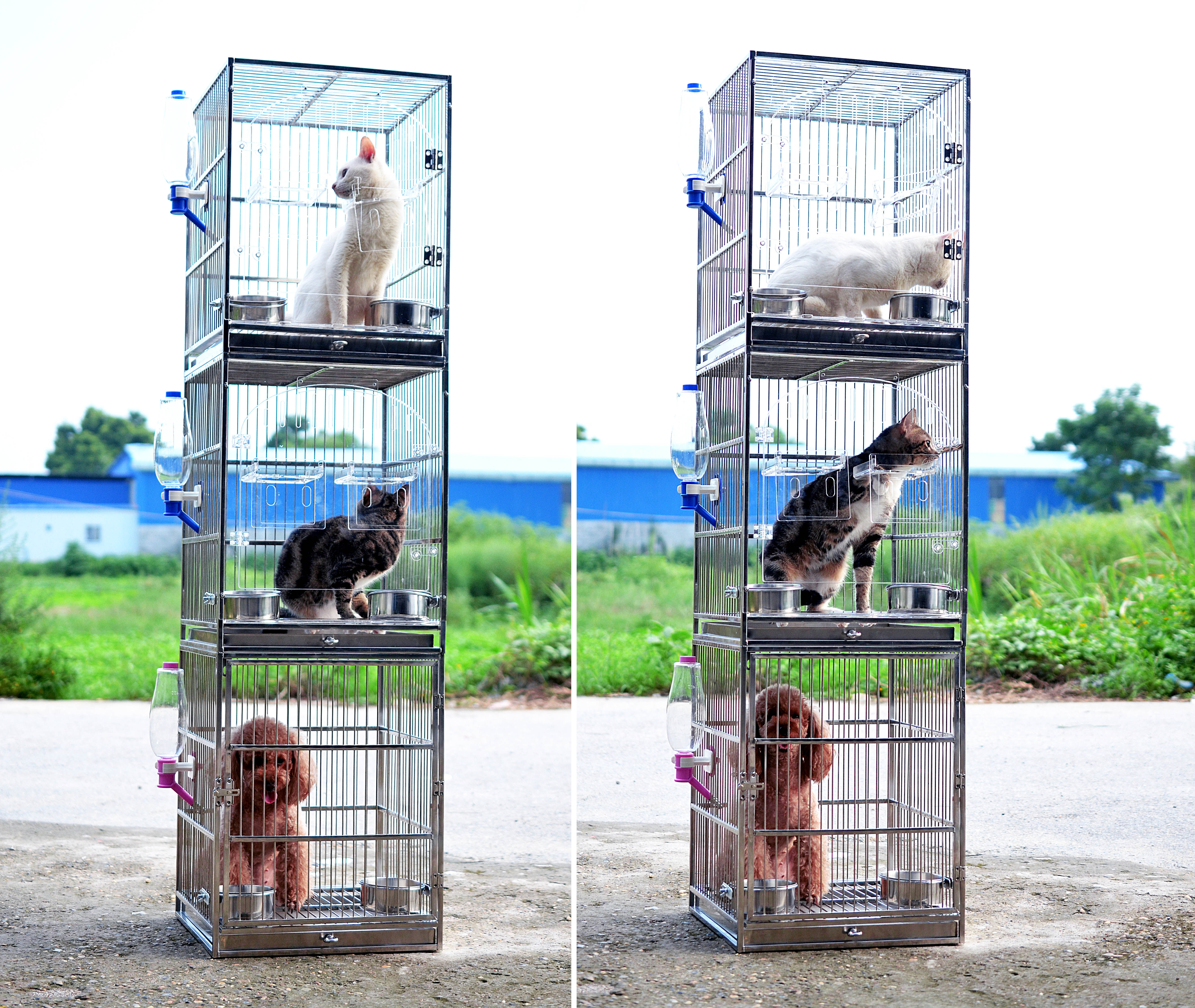 Stainless steel dog cage Cat cage Pet shop display cage Superimposed dog cage Cat house three-dimensional dog cage Small and medium-sized dog cage