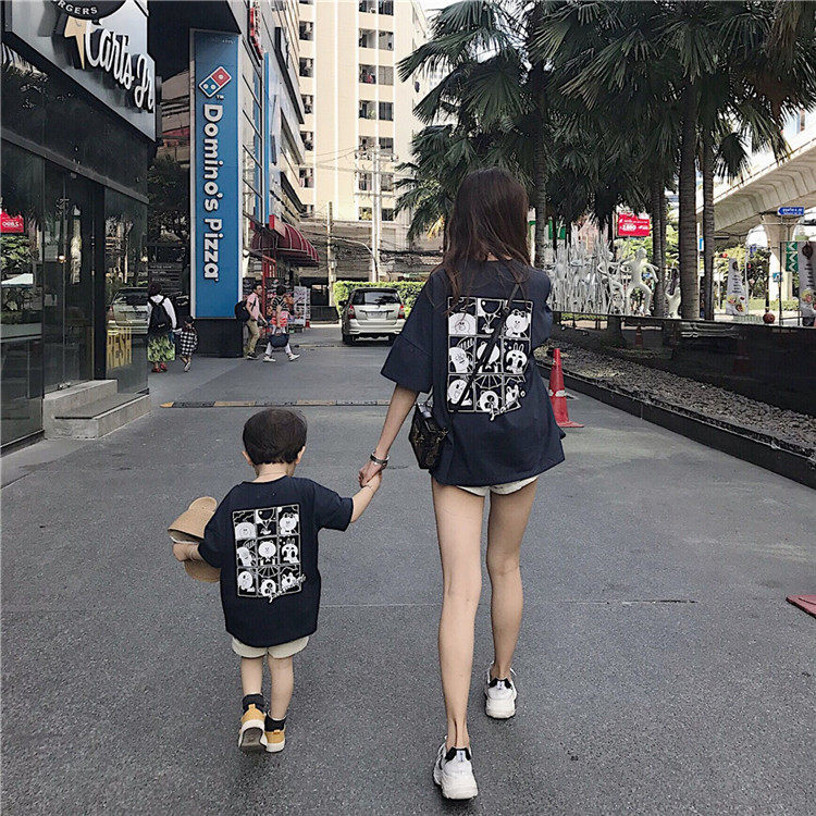 Summer Boys Girls Baby Round Half-sleeved Tops for Fathers and Children Summer Short Sleeve T-shirt