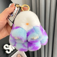 Небесно-голубой леопардовый + белый (из меха кролика рекс) 10см