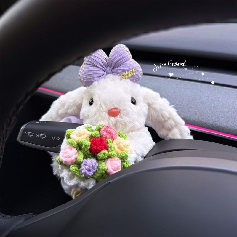 Rabbit Car Interior Decoration Gear Shift Knob Turn Signal Wiper Ornament Doll Cute and Fun 2026 New Model