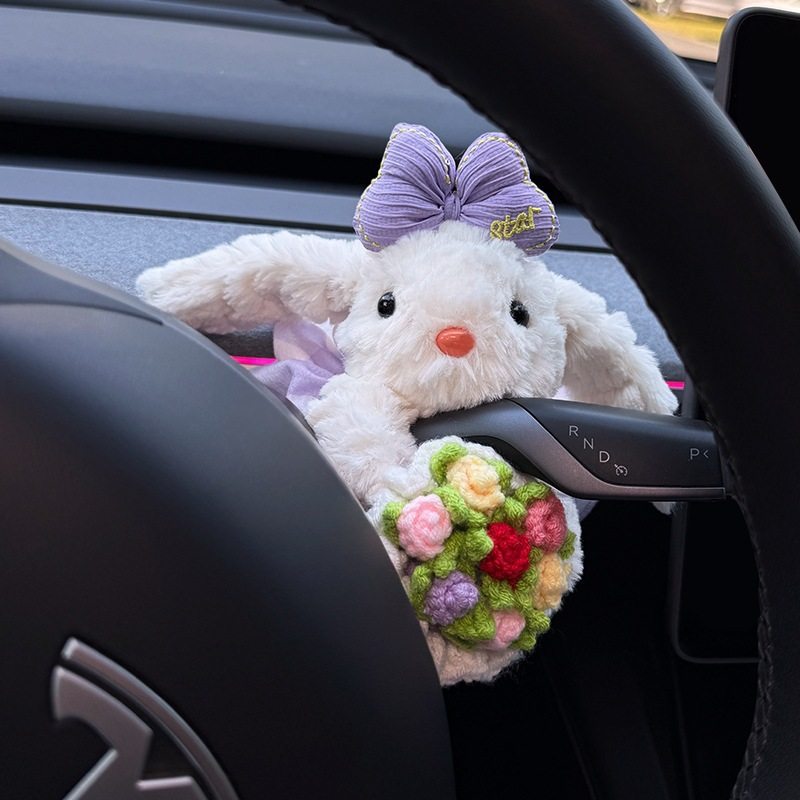 Rabbit Car Interior Decoration Gear Shift Knob Turn Signal Wiper Ornament Doll Cute and Fun 2026 New Model