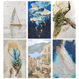 Мозаика для входа, фоновая стена-головоломка, мозаика, новый китайский стиль, украшение для прохода, свет, роскошная душевая комната, художественная фреска