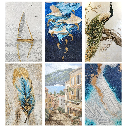 Мозаика для входа, фоновая стена-головоломка, мозаика, новый китайский стиль, украшение для прохода, свет, роскошная душевая комната, художественная фреска