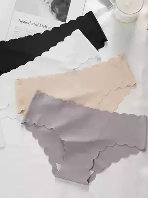 White underwear women's seamless ice silk section one-piece cotton crotch milk silk girl raw black mid-low waist briefs
