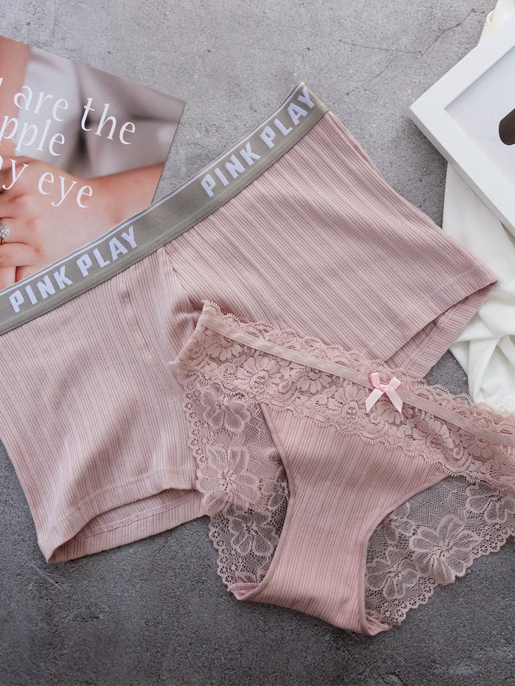 Couple panties pure cotton crotch hot sex Sexy couple suit Lace temptation creative Japanese men's and women's panties