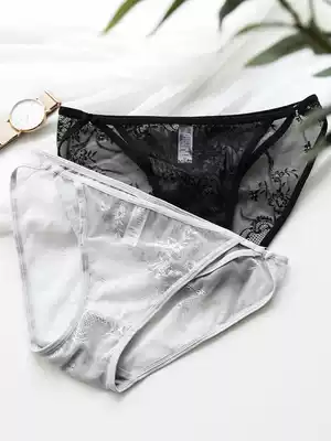 Sexy women's underwear women's lace low waist hot coquettish Ice Silk ultra-thin mesh seductive confusion triangle pants summer