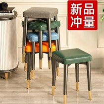 Light luxury round stool restaurant can be stacked round stool soft seat home Nordic style living room chair Fashion Net red can be stacked