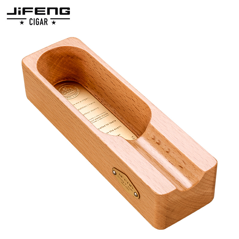 Jifeng Monsoon Cigar Ashtray Hand Cutting Printed Cigar Solid Wood Personalized Retro Metal Carving Smoke Extinguisher
