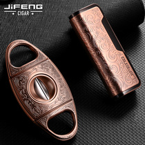 jifeng monsoon cigar V-shaped scissors stainless steel blade portable windproof cigar lighter 2-piece set CL-T313