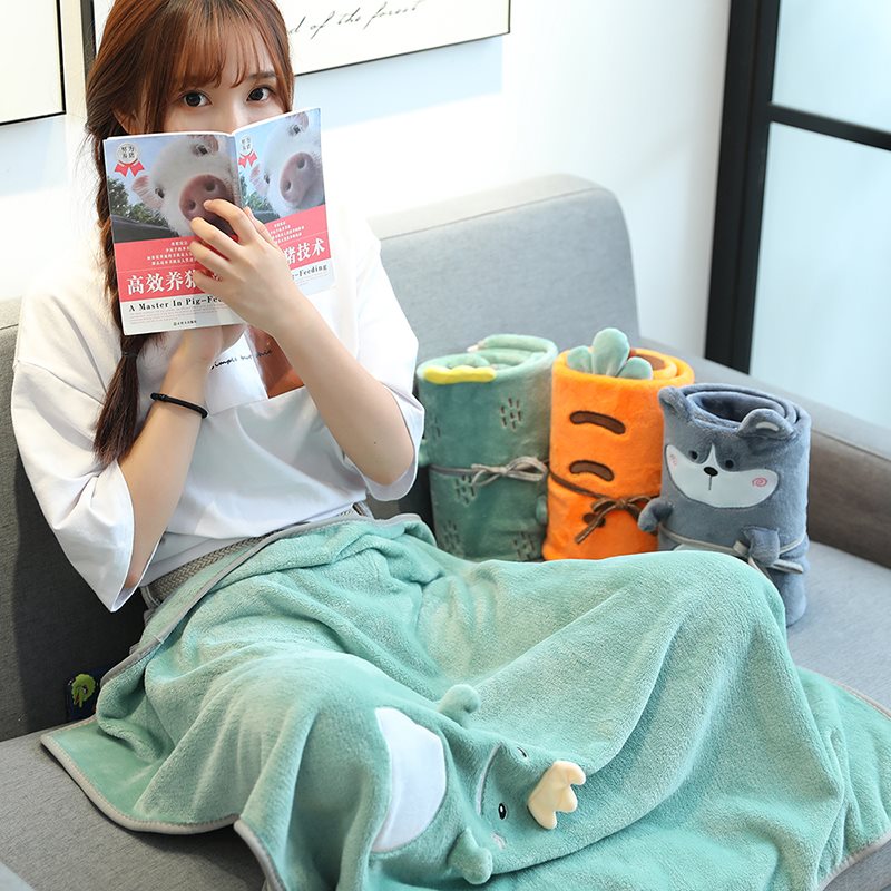 Coral fleece small blanket nap blanket single office air conditioning blanket flannel cover leg dormitory student autumn and winter