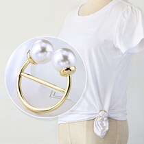 Simple pearl silk scarf buckle Joker T-shirt buckle corner knot clothes hem Japanese buckle high-end dual use