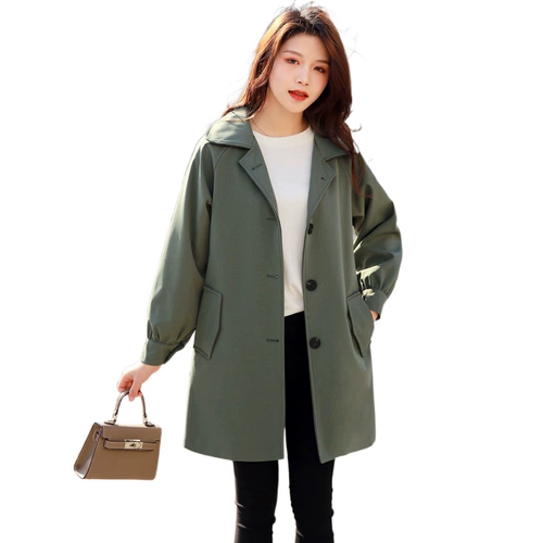 Плащ, длинная хаки демисезонная куртка, коллекция 2021, средней длины, подходит для подростков