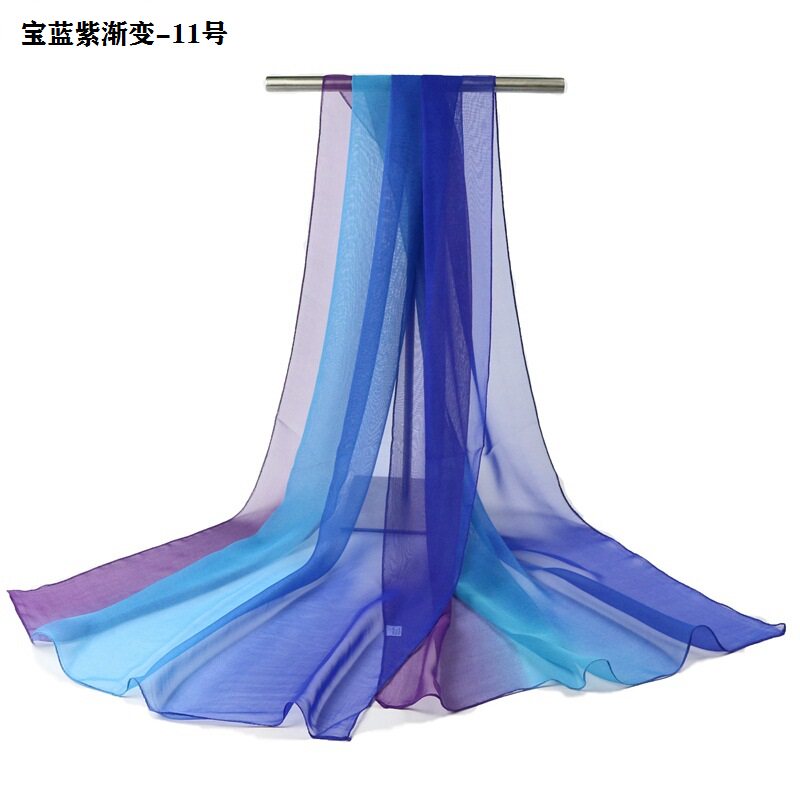 Body Gradient Silk Scarf Ladies Scarf Shawl Georgette Thin Beach Towel Simulation Silk Scarf 1.8 Meters Long