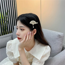 China Wind Retro Fan Elements Pearl Water Drill Hairpin Side Liu Hai Duckbilled Dins Girl Side Clip Hair Accessories