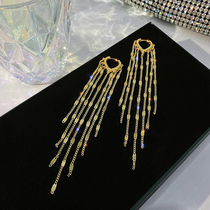 Super Fairy Airflow Suear Button Woman 2021 New Trend Earrings Personality Metal Chain Sheet Long Ear Ornaments