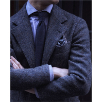  Tweed wool tweed suit Retro fishbone Blazer Blazer jacket Italian autumn and winter suit men