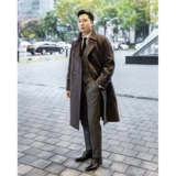 Мужская ретро куртка, длинное демисезонное шерстяное шерстяное пальто, средней длины, увеличенная толщина